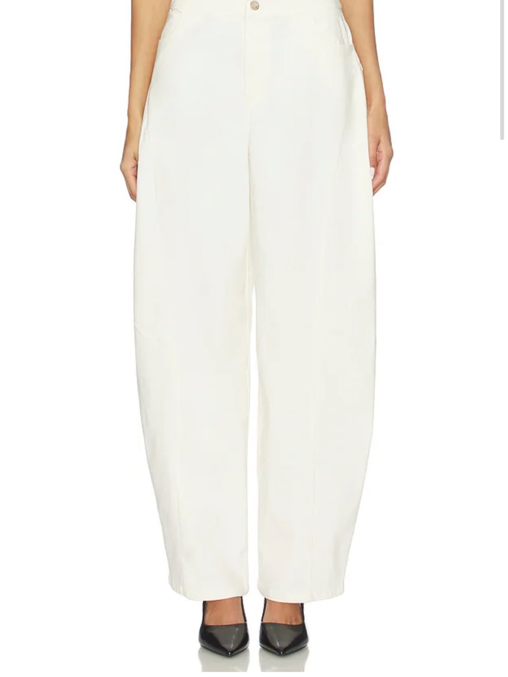 WeWoreWhat Cream Wide Leg High-Rise Pants